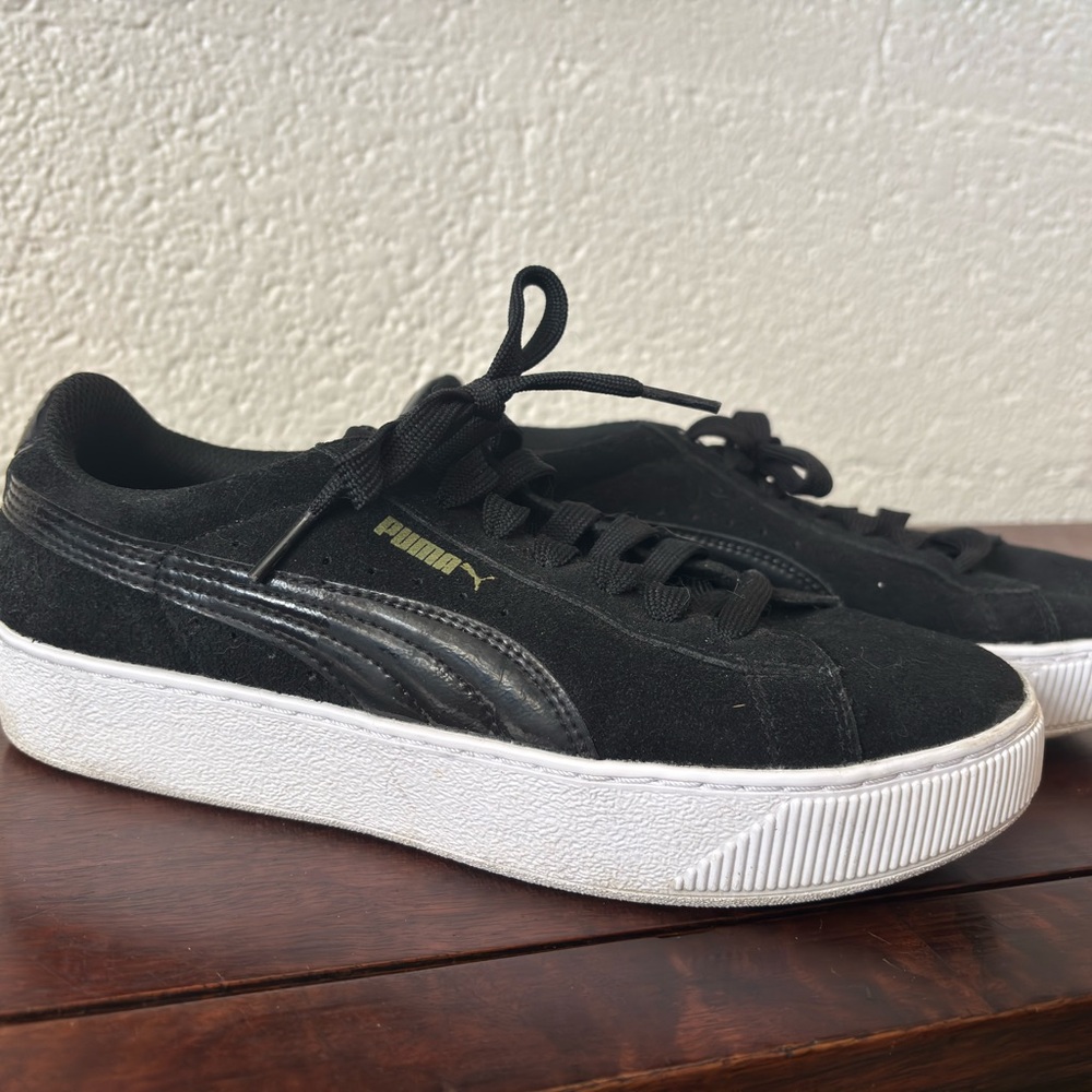 Puma Black and White Sneakers with Suede Finish